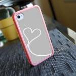 Grey and White Love Custom Insert with Pink Bumper for iPhone 4 And 4s