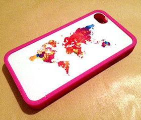 Colorful Wold with Hot Pink Bumper for iPhone 4 or 4s