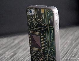 iPhone 4 or 4s Metallic Computer Chip Grey Silicone Case